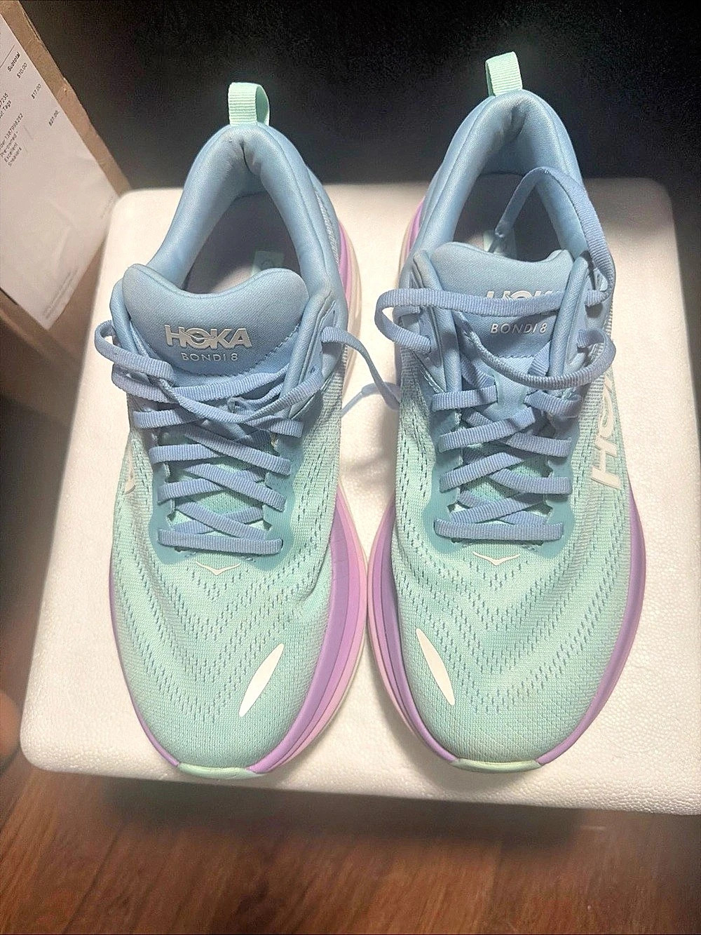 Hoka One Bondi 10D Wide Women's Mesh Running Sneakers Airy Blue Sunlit Ocean45